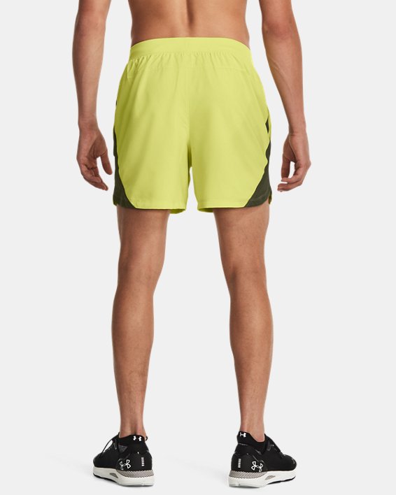 Men's UA Launch Run 5" Shorts, Yellow, pdpMainDesktop image number 1